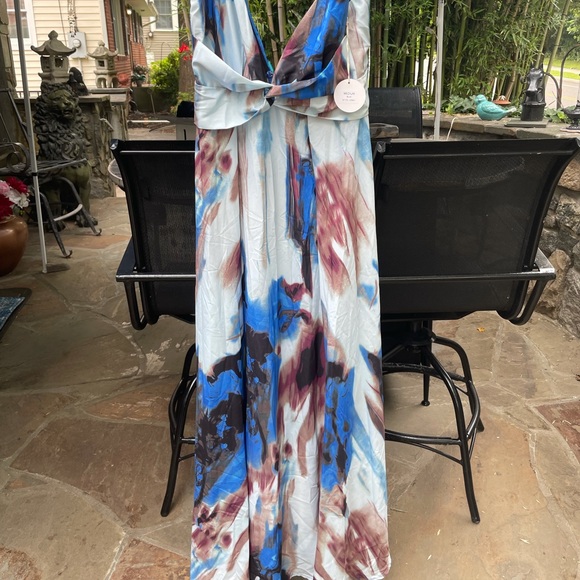 NWT blue and brown marble maxi dress - Picture 5 of 8